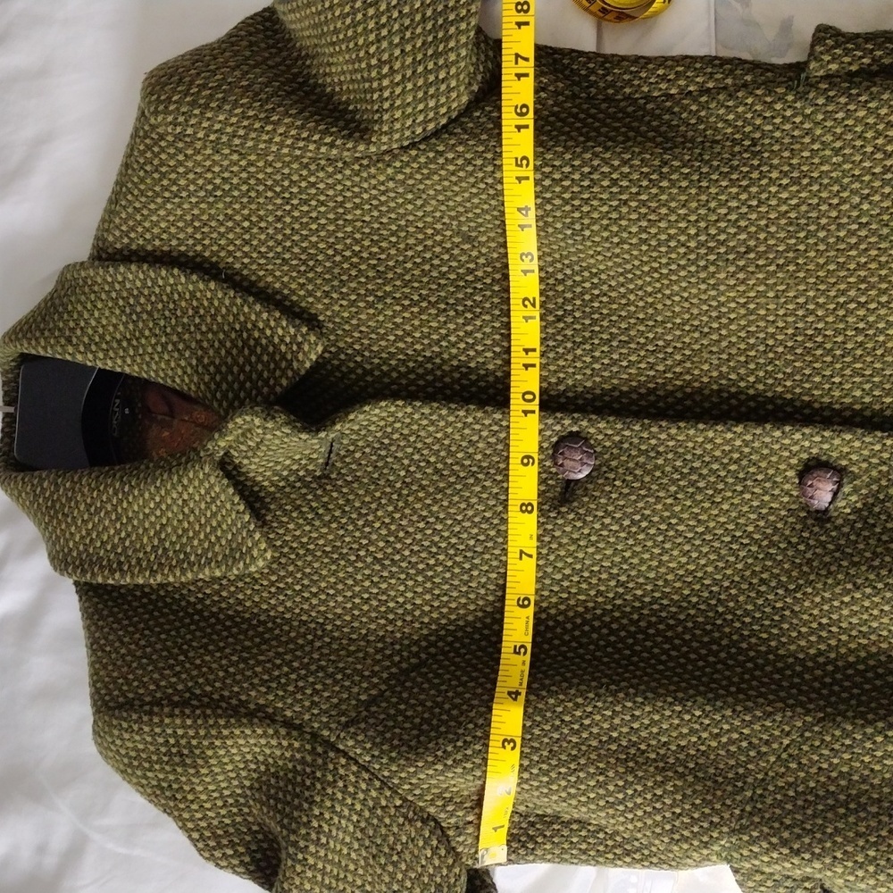 Donna Karan DKNY Green Wool Blend Maxi Coat Long Winter Trench Size 8 - Picture 13 of 14